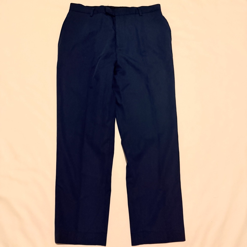 Dior Dress Trousers Women 48 Navy Blue Wool Straight Leg Made in Italy